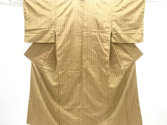 JAPANESE KIMONO / ANTIQUE KIMONO / SILK / TSUMUGI / WOVEN STRIPE